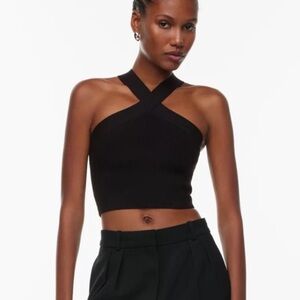 Aritzia Babaton sculpt knit criss cross cropped tank